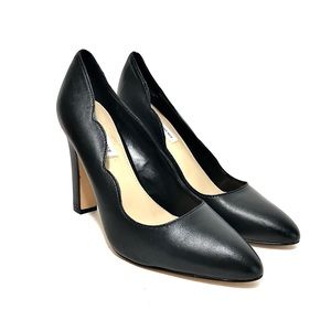 Saks Fifth Avenue Black Scalloped Leather Pumps